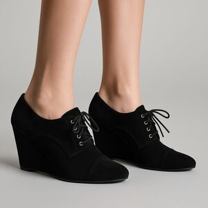 Black Suede Oxford Heels – Size 6